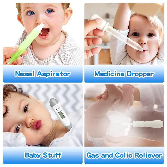 Alt view image 4 of 7 - Baby Healthcare and Grooming Kit, 21 in 1 Portable Baby Essentials Kit with Gas Relief Hair Brush Comb Nasal Aspirator for Newborn Boys Girls (Grey White)