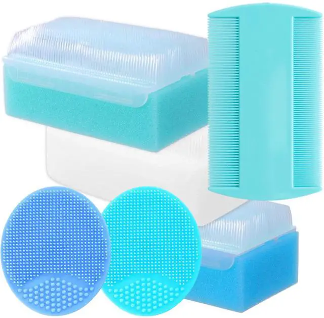 Main image of Cradle Cap Brush for Babies - Cradle Cap Treatment | Baby Sponge for Bathing | Baby Brush and Comb Set Newborn | Baby Comb & Scalp Scrubber (Set of 6)
