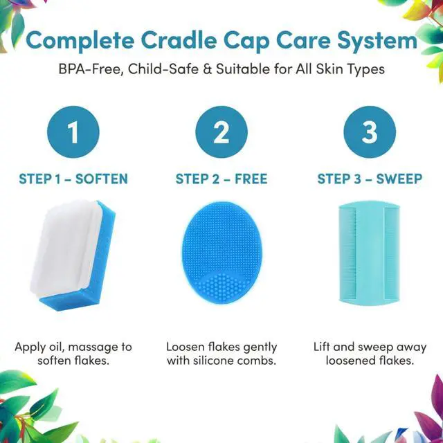 Alt view image 2 of 7 - Cradle Cap Brush for Babies - Cradle Cap Treatment | Baby Sponge for Bathing | Baby Brush and Comb Set Newborn | Baby Comb & Scalp Scrubber (Set of 6)