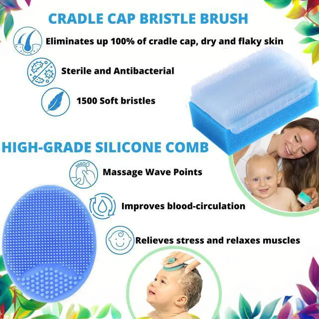 Alt view image 4 of 7 - Cradle Cap Brush for Babies - Cradle Cap Treatment | Baby Sponge for Bathing | Baby Brush and Comb Set Newborn | Baby Comb & Scalp Scrubber (Set of 6)