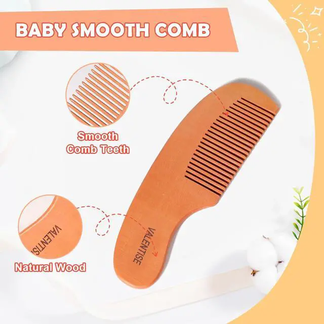 Alt view image 4 of 6 - Baby Hair Bush and Comb Set,Baby Hair Brush with Soft Goat Bristle and Wood Comb Set,Wooden Baby Brush Set for Newborns & Toddlers,Good for Cradle Cap Brush