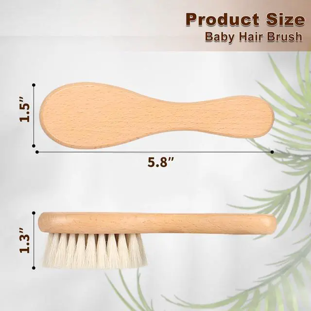 Alt view image 2 of 7 - Baby Hair Brush, 2 Packs - Natural Wooden Brush with Premium Goat Bristle, Ideal for Newborns & Toddlers, Promotes Healthy Hair Growth, Prevents Scalp Irritation, Off-white
