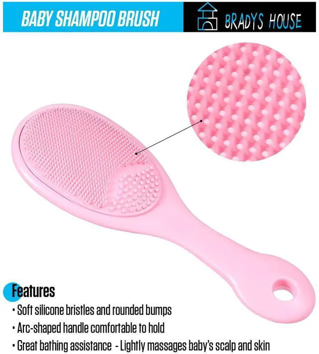 Alt view image 5 of 7 - 3 Piece Baby Hair Brush and Comb Set for Newborns and Toddlers (Pink)