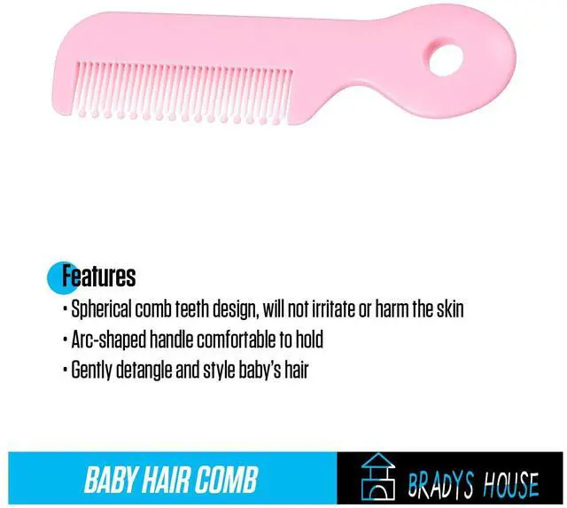 Alt view image 6 of 7 - 3 Piece Baby Hair Brush and Comb Set for Newborns and Toddlers (Pink)