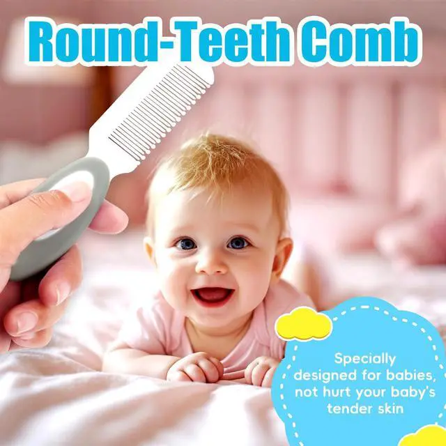 Alt view image 4 of 7 - Baby Hair Brush and Comb Set, 4Pcs Baby Soft Bristles Brush Cradle Cap Brush Hair Comb for Newborns Toddlers Boys Girls (Grey)