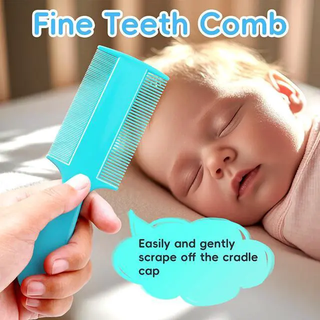 Alt view image 5 of 7 - Cradle Cap Brush for Babies, Set of 5 Baby Bath Essentials with Bath Sponge Silicone Scrubber Long Handle Comb for Newborns Toddlers Boys Girls (Green)