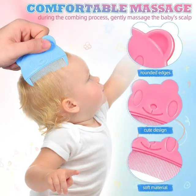 Alt view image 5 of 7 - 2Pcs Baby Hair Combs: Plastic Cute Cradle Cap Comb for Babies - Gentle Touch & Easy to Hold- Bear Shaped Bath Brush for Newborn Baby Cradle Cap Dandruff (Random Color