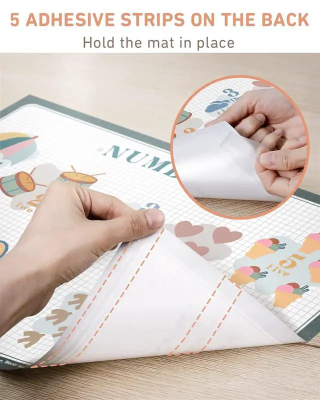 Alt view image 5 of 7 - Disposable Placemats for Baby, 60 Pack Sticky Toddler Placemat for Restaurants, Dining Table, Party, Travel, 12" x 18" with 4 Designs