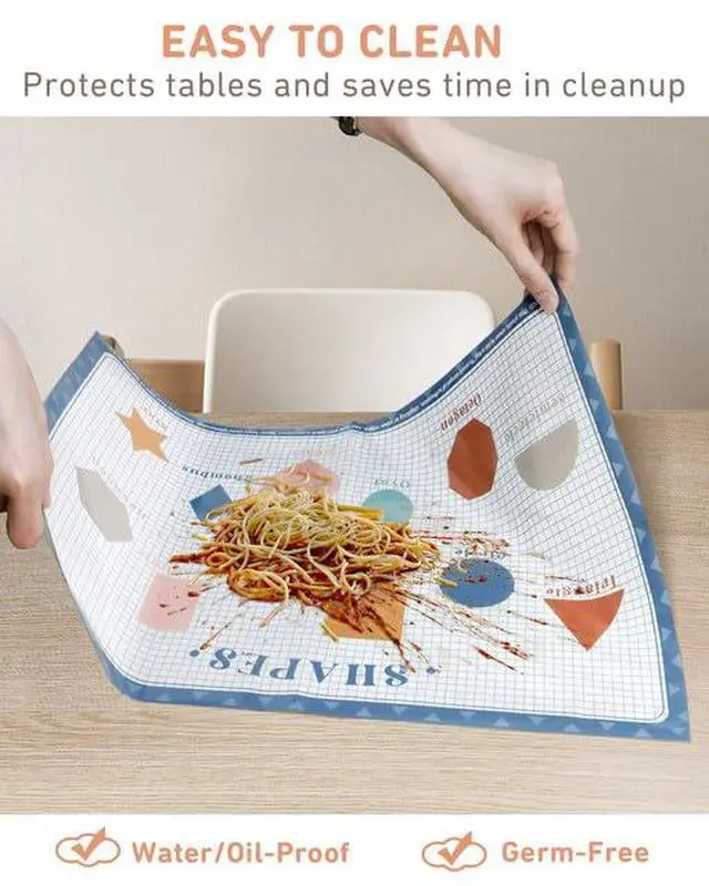 Alt view image 6 of 7 - Disposable Placemats for Baby, 60 Pack Sticky Toddler Placemat for Restaurants, Dining Table, Party, Travel, 12" x 18" with 4 Designs