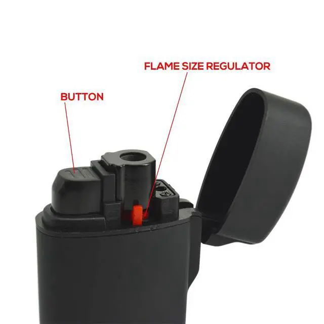 Alt view image 6 of 7 - Mini Torch Lighter Windproof Jet Flame Butane Refillable Pocket Lighter for Candles, Outdoor, Camping, Fireplaces, Gas Stove, BBQ & Survival Gear, Pack 1, Black Color (Butane not Included)