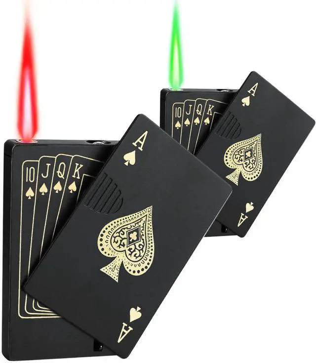 Main image of 2 Pack Jet Torch Lighter Ace Card Lighters Green Flame Refillable Butane Lighters Ace of Spades Cool Lighter Adjustable Windproof Poker Lighter (Without Gas)