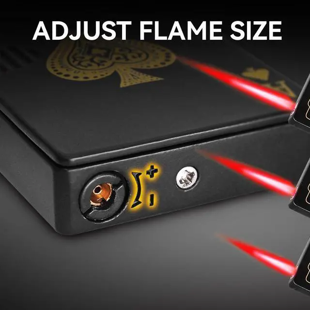 Alt view image 3 of 6 - 2 Pack Jet Torch Lighter Ace Card Lighters Green Flame Refillable Butane Lighters Ace of Spades Cool Lighter Adjustable Windproof Poker Lighter (Without Gas)