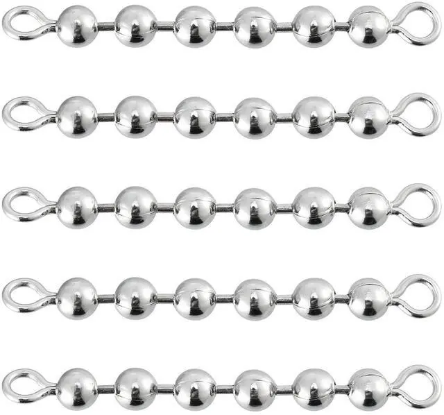 Main image of 20 Pack Fishing Bead Chain Swivels Stainless Steel High Speed Trolling Swivels Fishing Tackle Rig Fishing Gear Freshwater Saltwater Salmon Walleye 6 Beads