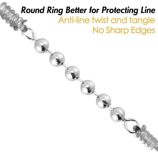 Alt view image 4 of 7 - 20 Pack Fishing Bead Chain Swivels Stainless Steel High Speed Trolling Swivels Fishing Tackle Rig Fishing Gear Freshwater Saltwater Salmon Walleye 6 Beads