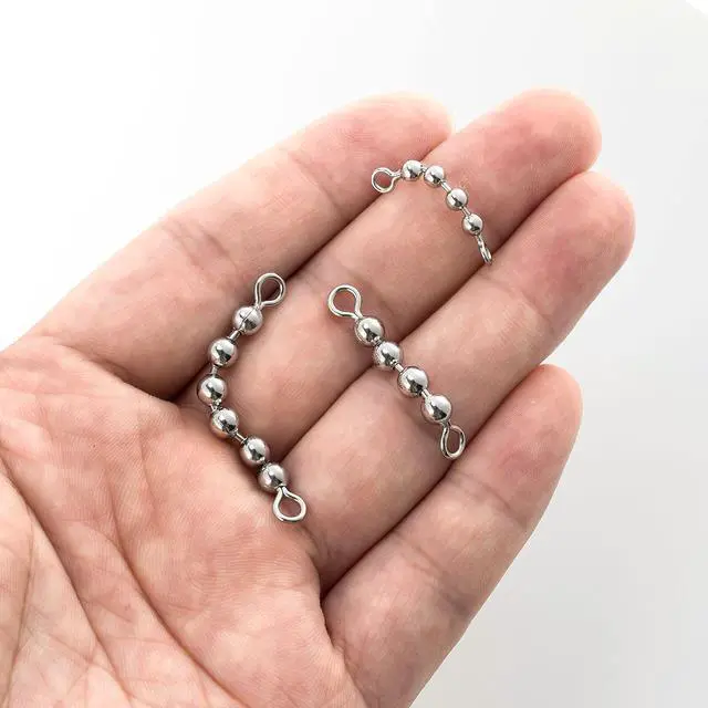 Alt view image 5 of 7 - 20 Pack Fishing Bead Chain Swivels Stainless Steel High Speed Trolling Swivels Fishing Tackle Rig Fishing Gear Freshwater Saltwater Salmon Walleye 6 Beads