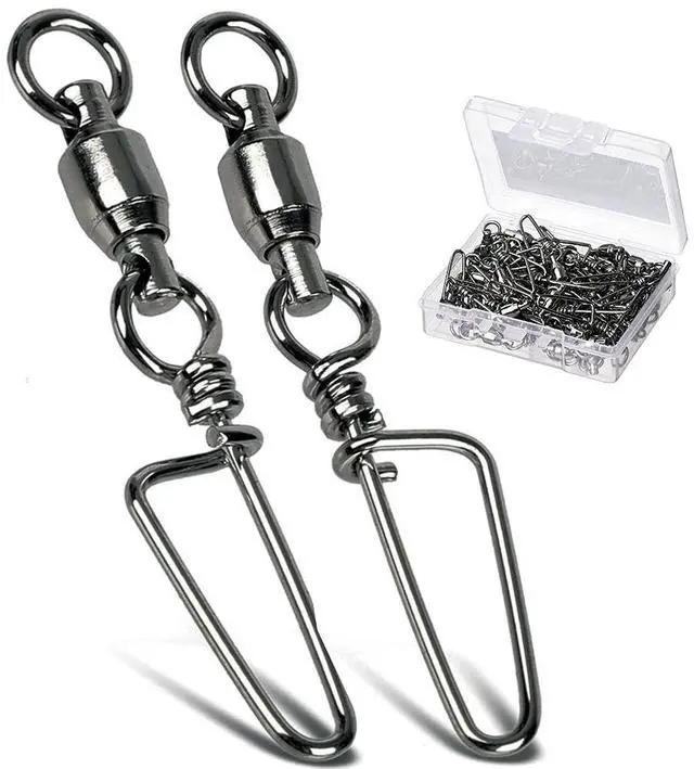 Main image of Saltwater Connector Fishing Snap Swivel High Strength Snaps Swivel Freshwater Ball Bearing Fishing Swivels Stainless Steel Corrosion Resistant Black Nickel 25pcs 31lbs