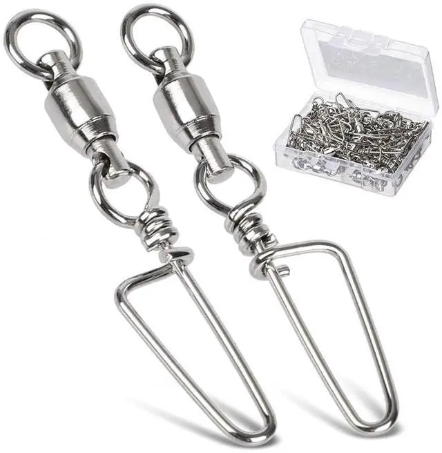 Main image of High Strength Ball Bearing Swivels - Stainless Saltwater Corrosion Resistant Barrel Swivels for Freshwater Fishing - 25pcs, 77lbs
