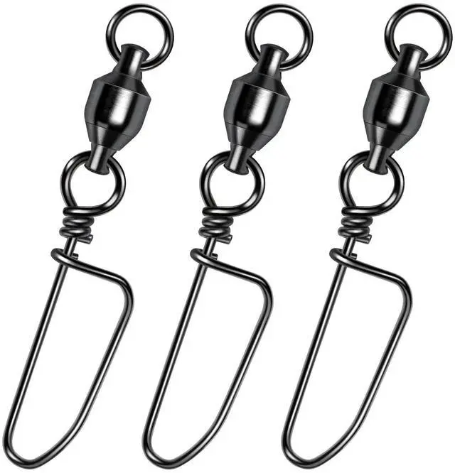 Main image of 20-Pack Ball Bearing Swivels with Snaps, Fishing Snap Swivels Fishing Tackle Saltwater Freshwater Coastlock Snaps Barrel Swivel Leader Connector Downrigger Planer Release Clips 49LB