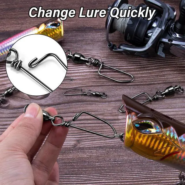 Alt view image 4 of 7 - 20-Pack Ball Bearing Swivels with Snaps, Fishing Snap Swivels Fishing Tackle Saltwater Freshwater Coastlock Snaps Barrel Swivel Leader Connector Downrigger Planer Release Clips 49LB