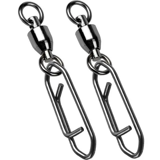 Main image of High Strength Snap Swivels Stainless Bearing Rolling Fishing Swivel Freshwater Snap Swivels Fishing Clip Steel Black Nickel, 25pcs, 45lbs