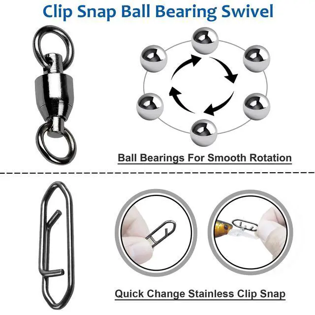 Alt view image 3 of 7 - High Strength Snap Swivels Stainless Bearing Rolling Fishing Swivel Freshwater Snap Swivels Fishing Clip Steel Black Nickel, 25pcs, 45lbs