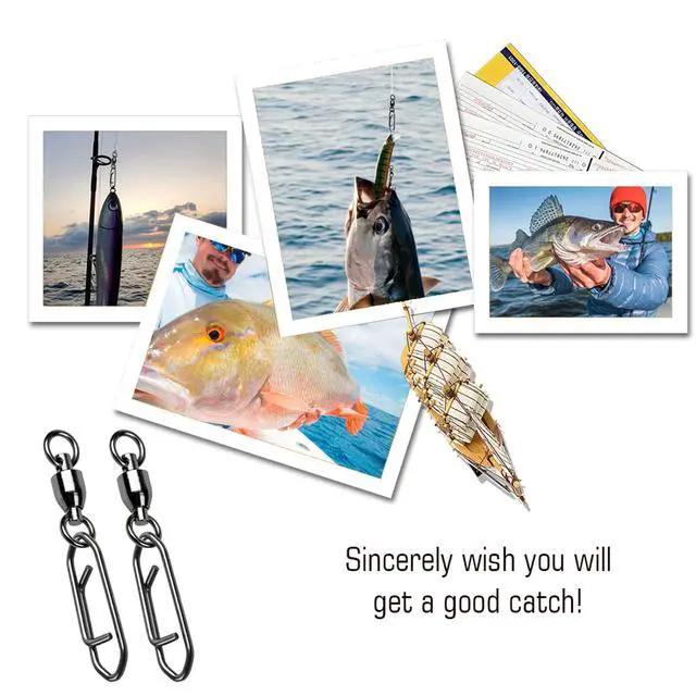 Alt view image 7 of 7 - High Strength Snap Swivels Stainless Bearing Rolling Fishing Swivel Freshwater Snap Swivels Fishing Clip Steel Black Nickel, 25pcs, 45lbs