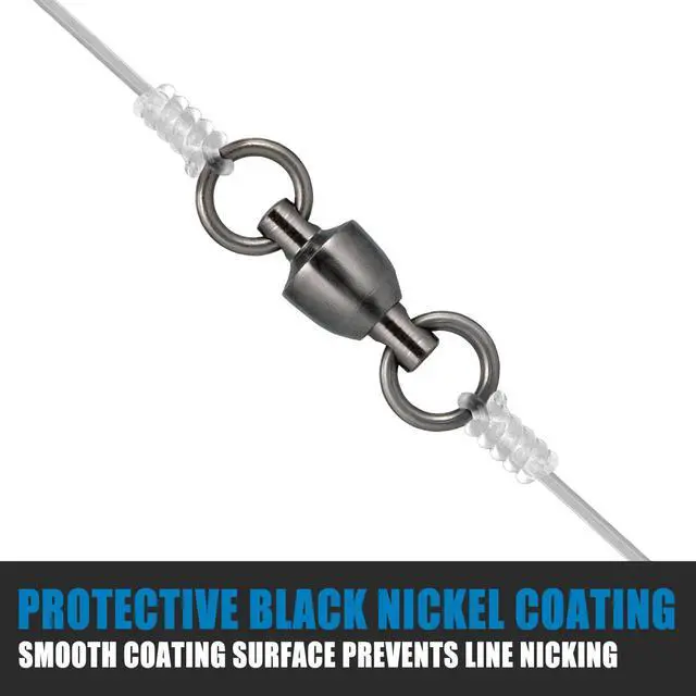 Alt view image 6 of 7 - 20 Pack Ball Bearing Fishing Swivels, Swivels Fishing Tackle Saltwater, Freshwater Stainless Heavy Duty Lure Leader Line Connector #0
