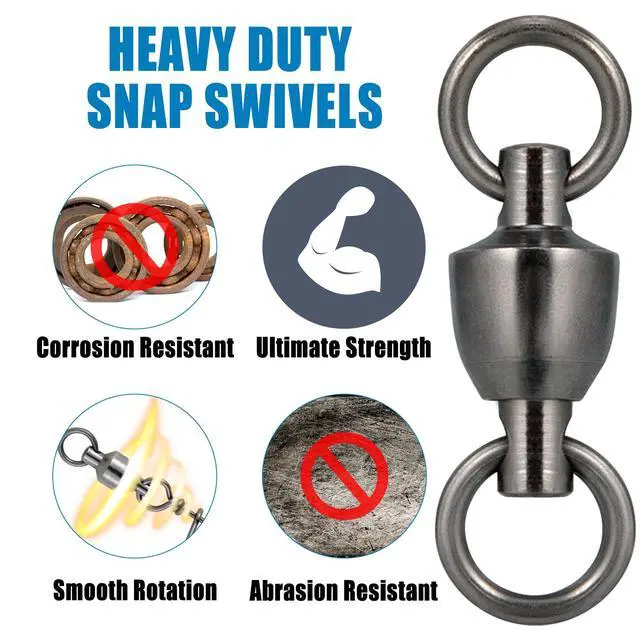 Alt view image 7 of 7 - 20 Pack Ball Bearing Fishing Swivels, Swivels Fishing Tackle Saltwater, Freshwater Stainless Heavy Duty Lure Leader Line Connector #0