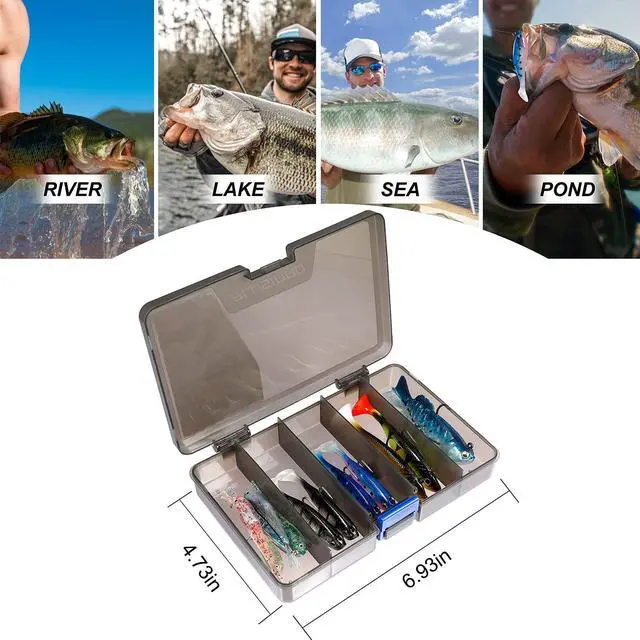 Alt view image 7 of 7 - Fishing Lures, Trout Pike Walleye Bass Fishing Jig Heads, Pre-Rigged Soft Swimbaits with Ultra-Sharp Hooks, Bass Lures with Paddle Tail, Fishing Bait for Saltwater & Freshwater