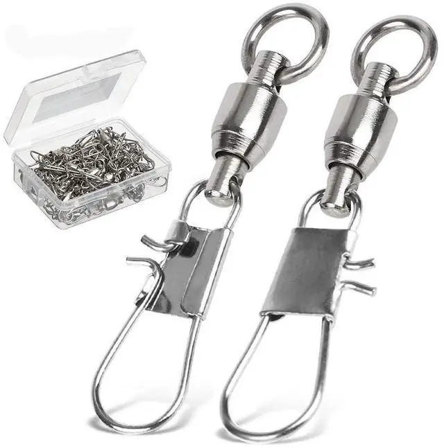 Main image of Fishing Swivels with Interlock Snap Ball Bearing Swivels Saltwater Freshwater Fishing Tackle Leader Lure Jigs Line Connector 25pcs 24lbs