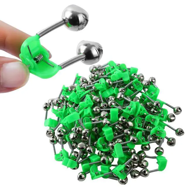 Main image of 46PCS 3rd Generation Plastic Fishing Bells, Fishing Rod Alarm Bell with Extra Loud Dual Alert Bells Clip, Fishing Bells for Rods, Easy for Night, Ice Fishing, Green.