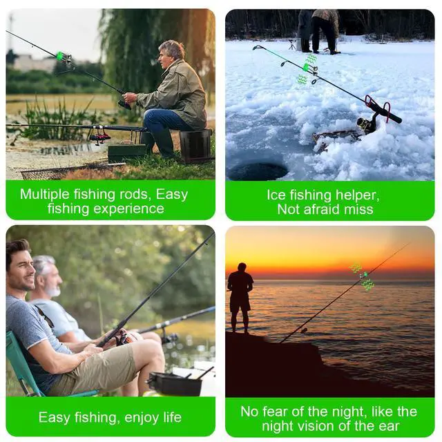 Alt view image 5 of 7 - 46PCS 3rd Generation Plastic Fishing Bells, Fishing Rod Alarm Bell with Extra Loud Dual Alert Bells Clip, Fishing Bells for Rods, Easy for Night, Ice Fishing, Green.