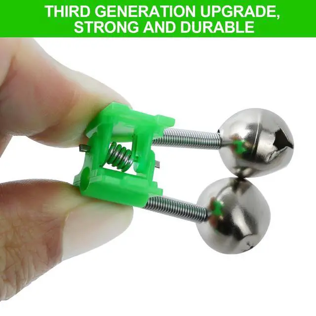 Alt view image 7 of 7 - 46PCS 3rd Generation Plastic Fishing Bells, Fishing Rod Alarm Bell with Extra Loud Dual Alert Bells Clip, Fishing Bells for Rods, Easy for Night, Ice Fishing, Green.
