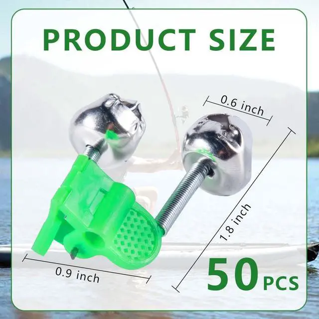 Alt view image 2 of 7 - 50 Pcs Plastic Fishing Bells Clips Fishing Rod Alarm with Dual Alert Bells