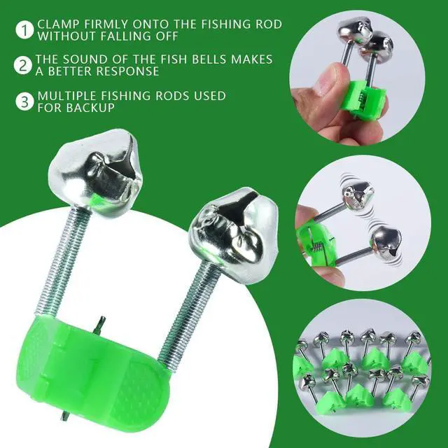 Alt view image 3 of 7 - 50 Pcs Plastic Fishing Bells Clips Fishing Rod Alarm with Dual Alert Bells