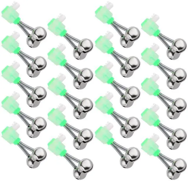 Main image of 20PCS Fishing Bells with Spiral Clip, Double Bell Bite Alarms for Rods, Night Fishing, Clip-On or Screw-On Fishing Strike Alert with Glow Stick Indicator