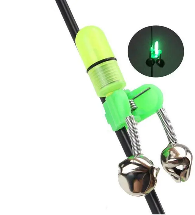 Alt view image 4 of 7 - Fishing Bell and Night Light Kit, 20 Pcs Fish Bite Bait Alarm Bell with LED Light for Night Fishing (Green)