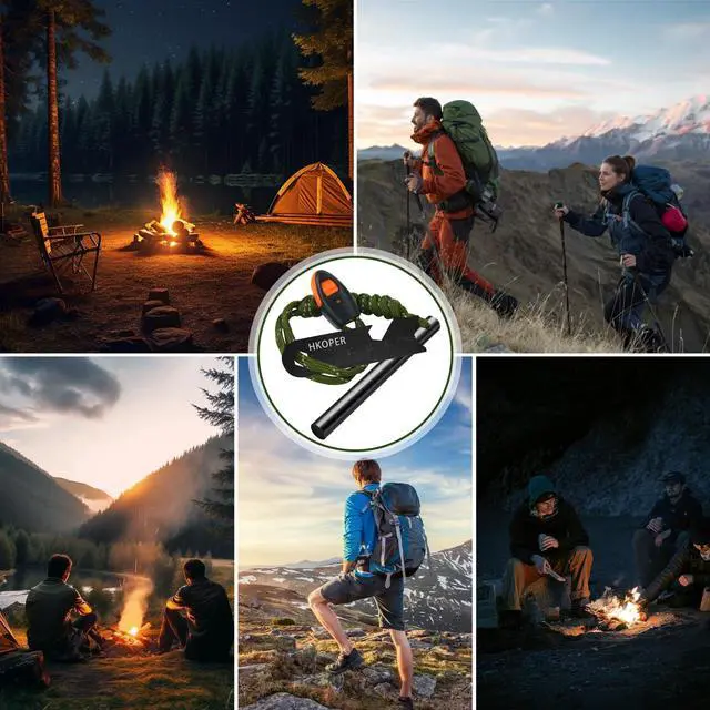 Alt view image 7 of 7 - Fire Starter Ferro Rod, 4 Inch Flint and Steel Survival Kit, Flint Fire Starter for Camping and Hiking, 6-in-1 Emergency Survival Fire Steel, Magnesium Fire Starter | Hkoper