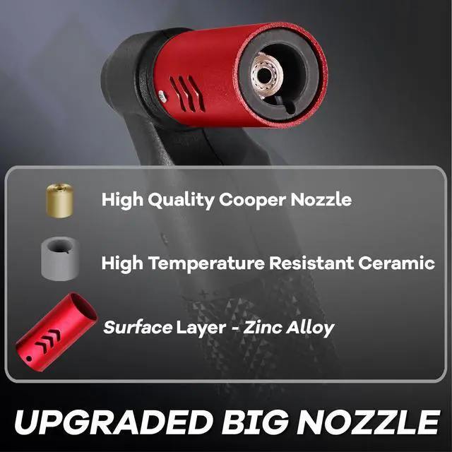 Alt view image 3 of 6 - Butane Torch Kitchen Torch Lighter Refillable Big Jet Flame Mini Blow Torch Portable Crème Brulee Torch for Camping Grill Culinary Soldering Cooking Welding BBQ(Gas not Included) Red