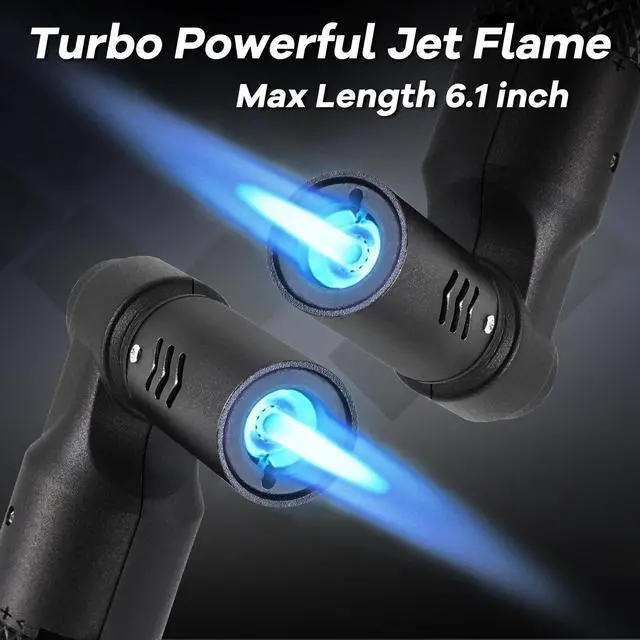 Alt view image 5 of 6 - Butane Torch Kitchen Torch Lighter Refillable Big Jet Flame Mini Blow Torch Portable Crème Brulee Torch for Camping Grill Culinary Soldering Cooking Welding BBQ(Gas not Included) Red