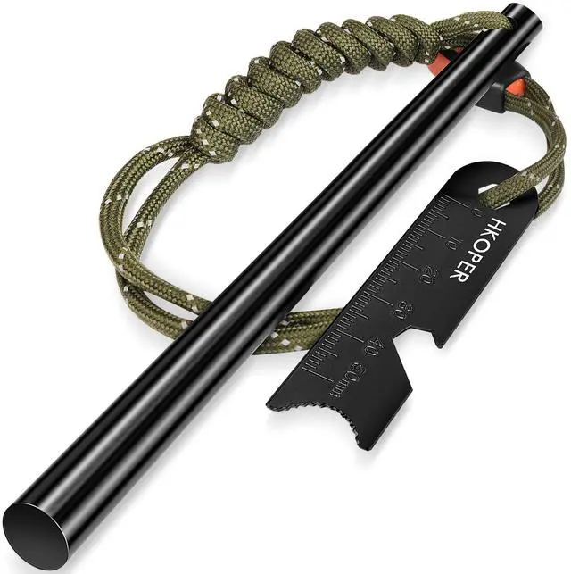 Main image of Ferro Rod Fire Starter with Striker, Flint and Steel Fire Starter, 6" x 3/8" Survival Tool, 15,000+ Strikes, Large Sparks in Any Weather, Camping Hiking Bushcraft Gear