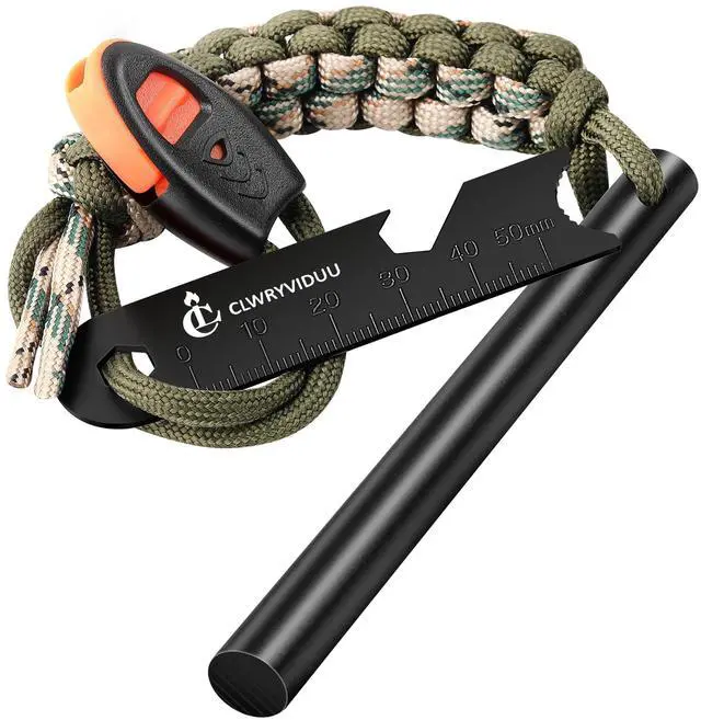 Main image of Survival Fire Starter, 4 Inch Ferro Rod, Flint Fire Starters for Hiking and Camping, Flint and Steel Survival Tool with Paracord and Emerge
