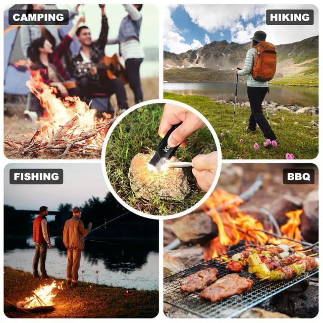 Alt view image 5 of 7 - Flint and Steel fire Starter kit, Ferro Rod fire Starter Survival Tool, 4.5" x 3/8" Emergency Camping fire Starters with Paracord Wrist Lanyard and Striker (Flint Lighter)