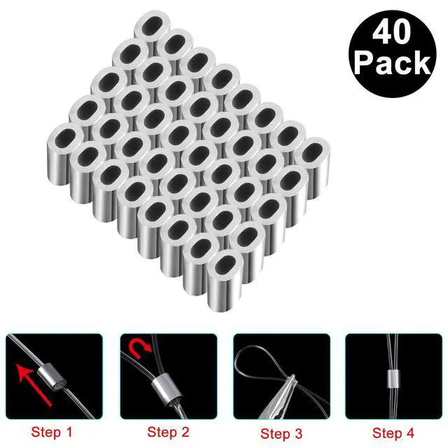Alt view image 4 of 7 - Invisible Hanging Support Up to 60lbs, 98Feet(30M) Clear Picture Wire with 40 Aluminum Crimping Sleeves, Strong Nylon Wire for Hanging Picture Frame, String Light, Christmas Decor