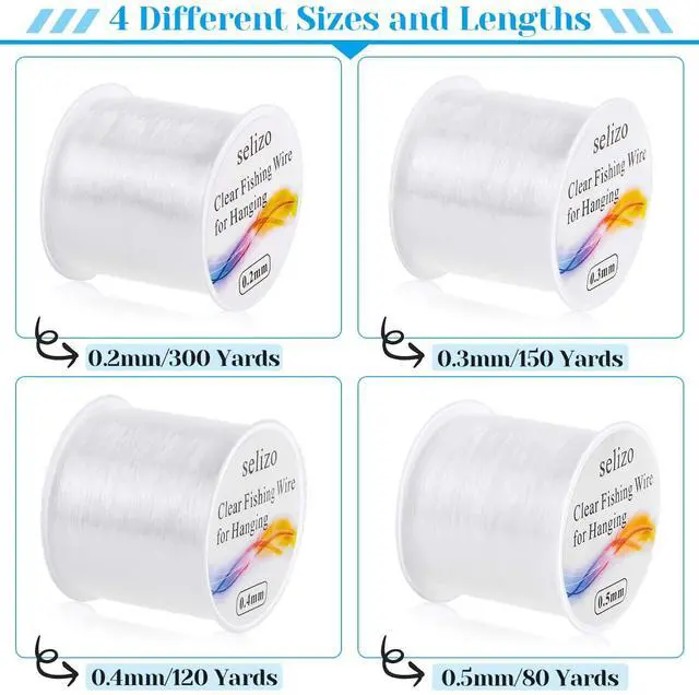 Alt view image 2 of 7 - Fishing Wire for Hanging, 4Pcs Clear Fish Line Fishing String Invisible Monofilament Nylon Thread for Hanging Decorations, Balloon Garland, Jewelry Making, Beading and Crafts