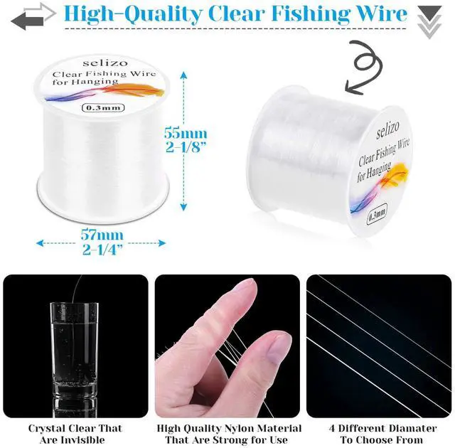 Alt view image 3 of 7 - Fishing Wire for Hanging, 4Pcs Clear Fish Line Fishing String Invisible Monofilament Nylon Thread for Hanging Decorations, Balloon Garland, Jewelry Making, Beading and Crafts