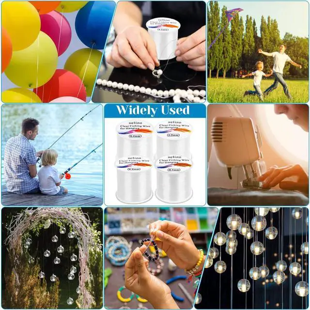 Alt view image 4 of 7 - Fishing Wire for Hanging, 4Pcs Clear Fish Line Fishing String Invisible Monofilament Nylon Thread for Hanging Decorations, Balloon Garland, Jewelry Making, Beading and Crafts