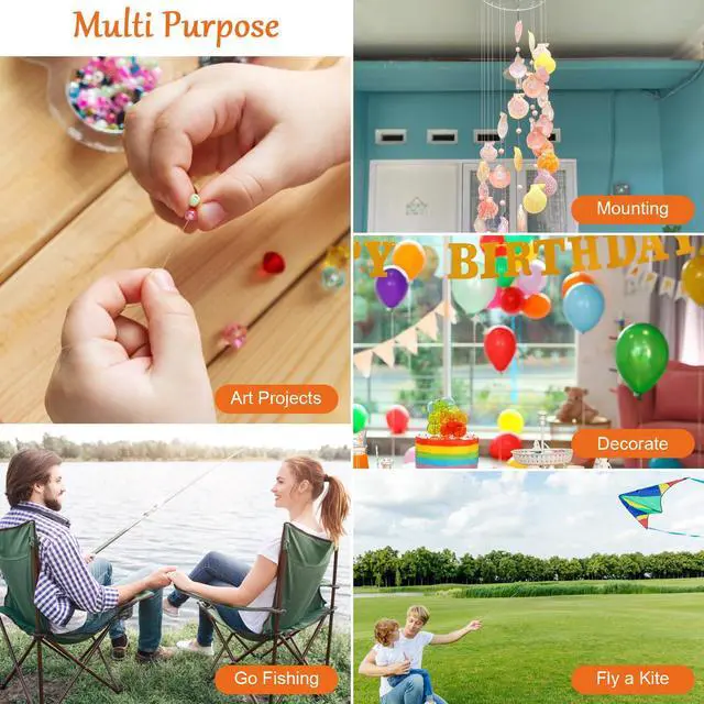 Alt view image 6 of 7 - Clear Fishing Line Wire, Monofilament Fishing Line Wire, Nylon Clear Invisible String for Fishing and Hanging Balloons Garland Crafts Decorations
