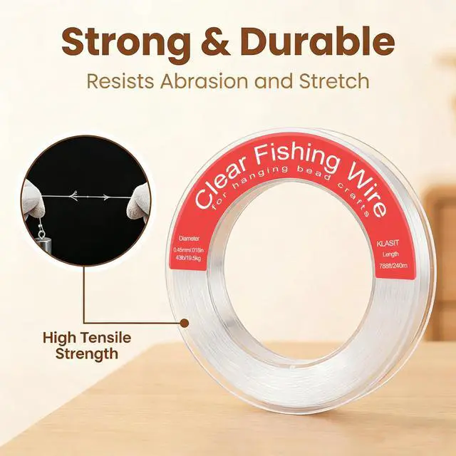 Alt view image 4 of 7 - Fishing Line 788FT, Invisible Monofilament Fishing Wire,Supports 43 Pounds Strong Nylon Invisible Thread for Hanging Decorations, Balloon Garland, Crafts, Picture Display & Outdoor Angles