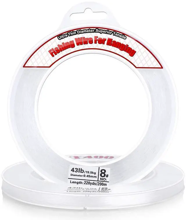 Main image of Clear Fishing Wire, 656FT Fishing Line Clear Invisible Hanging Wire Strong Nylon String Supports 43 Pounds for Balloon Garland Hanging Decorations